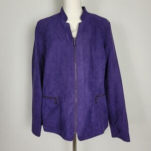 Studio Works Faux Suede Purple Blazer With Zipper Size 12